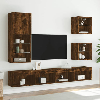 Tv Skříňka S Led Osvětlením Kouřový Dub 40,5 X 30 X 102 Cm