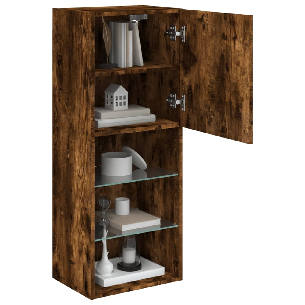Tv Skříňka S Led Osvětlením Kouřový Dub 40,5 X 30 X 102 Cm