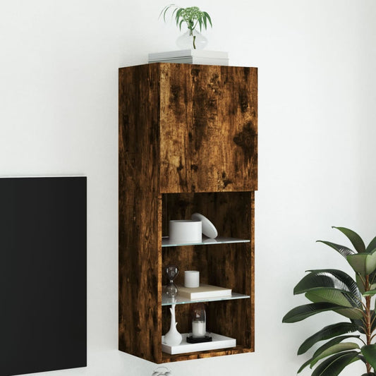 Tv Skříňka S Led Osvětlením Kouřový Dub 40,5 X 30 X 102 Cm