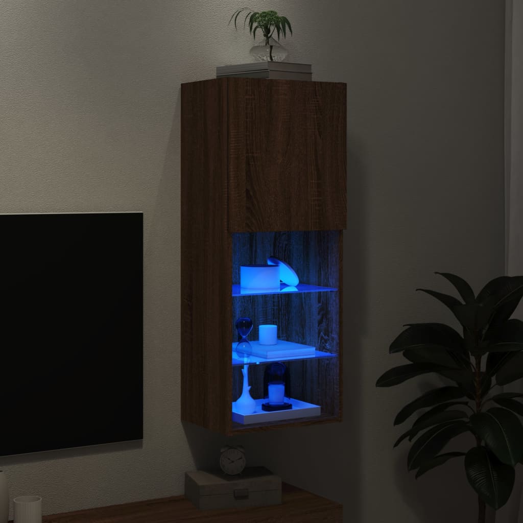 Tv Skříňka S Led Osvětlením Hnědý Dub 40,5 X 30 X 102 Cm