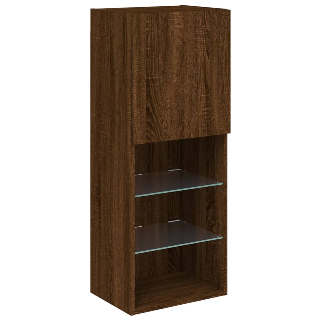Tv Skříňka S Led Osvětlením Hnědý Dub 40,5 X 30 X 102 Cm