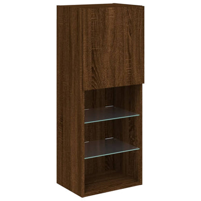 Tv Skříňka S Led Osvětlením Hnědý Dub 40,5 X 30 X 102 Cm