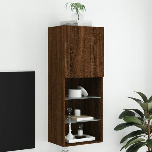 Tv Skříňka S Led Osvětlením Hnědý Dub 40,5 X 30 X 102 Cm