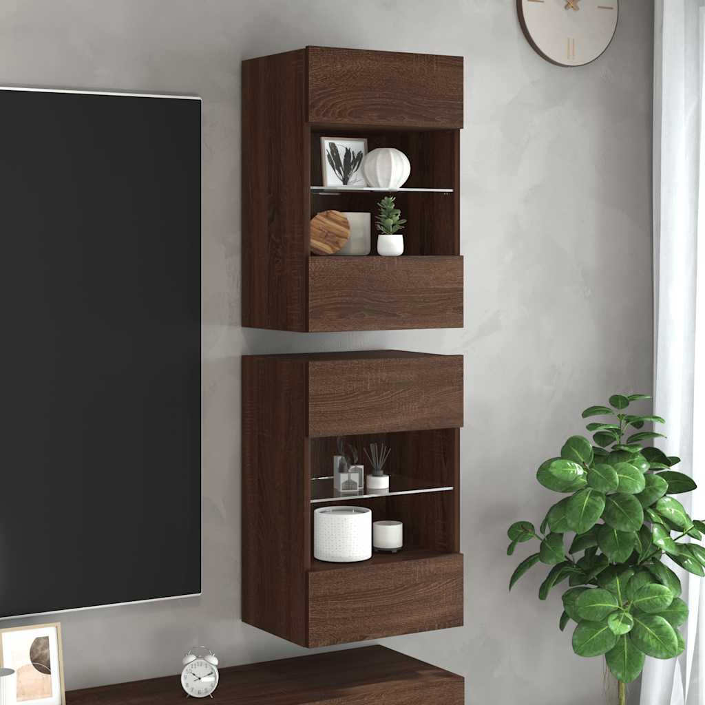 Nástěnná Tv Skříňka S Led Osvětlením 40 X 30 X 60,5 Cm