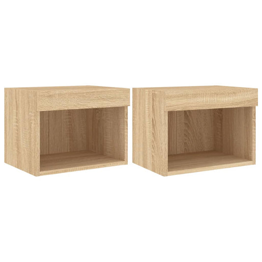 Noční Stolky S Led Osvětlením Nástěnné 2 Ks