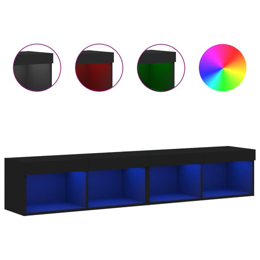Tv Skříňky S Led Osvětlením 2 Ks Černé 80 X 30 X 30 Cm