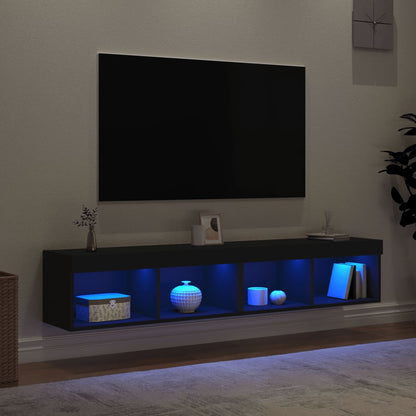 Tv Skříňky S Led Osvětlením 2 Ks Černé 80 X 30 X 30 Cm