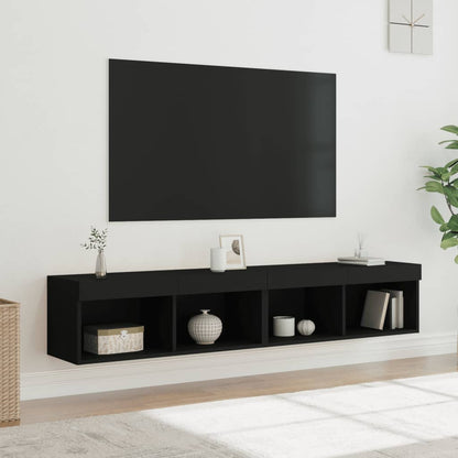 Tv Skříňky S Led Osvětlením 2 Ks Černé 80 X 30 X 30 Cm
