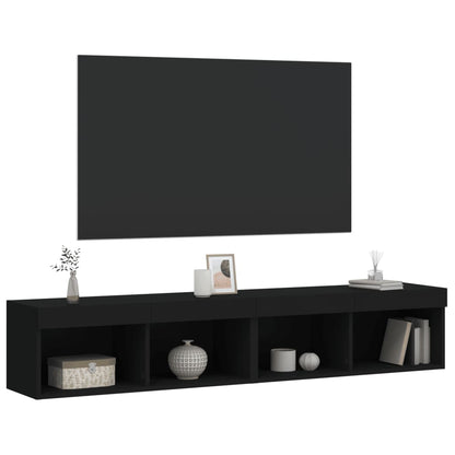 Tv Skříňky S Led Osvětlením 2 Ks Černé 80 X 30 X 30 Cm