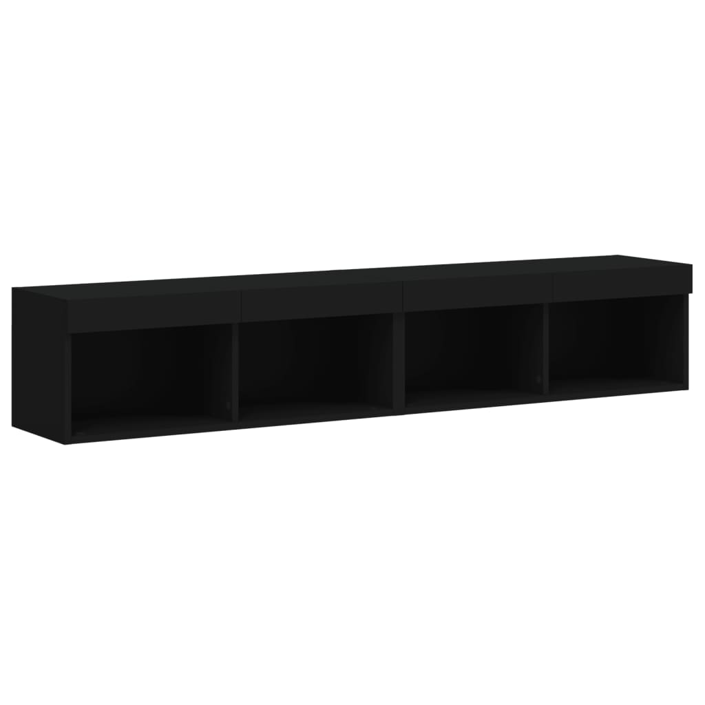 Tv Skříňky S Led Osvětlením 2 Ks Černé 80 X 30 X 30 Cm