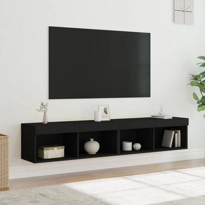 Tv Skříňky S Led Osvětlením 2 Ks Černé 80 X 30 X 30 Cm