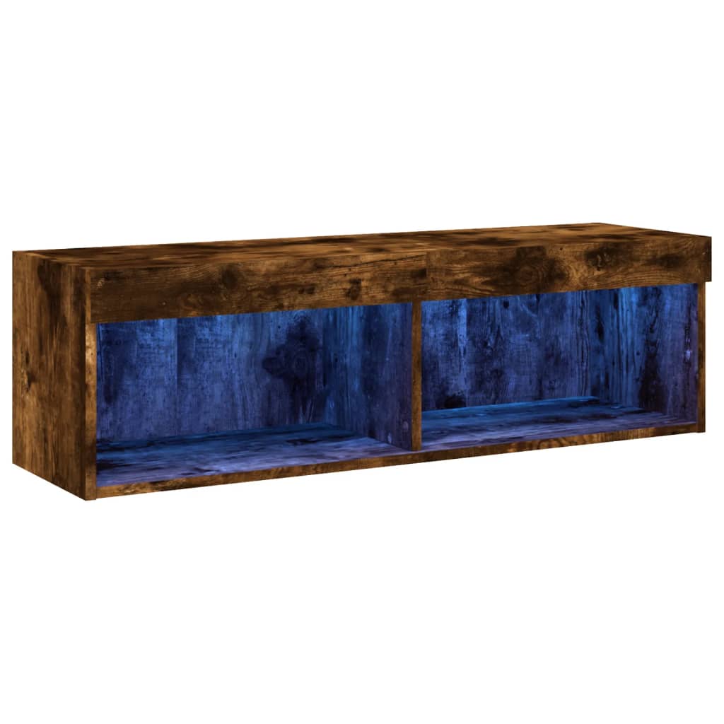 Tv Skříňka S Led Osvětlením Kouřový Dub 100 X 30 X 30 Cm