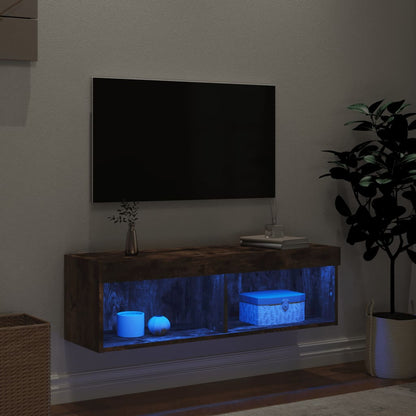 Tv Skříňka S Led Osvětlením Kouřový Dub 100 X 30 X 30 Cm