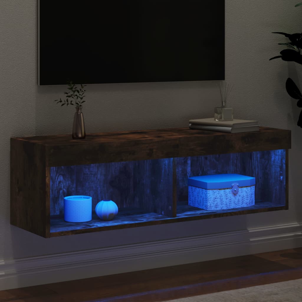 Tv Skříňka S Led Osvětlením Kouřový Dub 100 X 30 X 30 Cm
