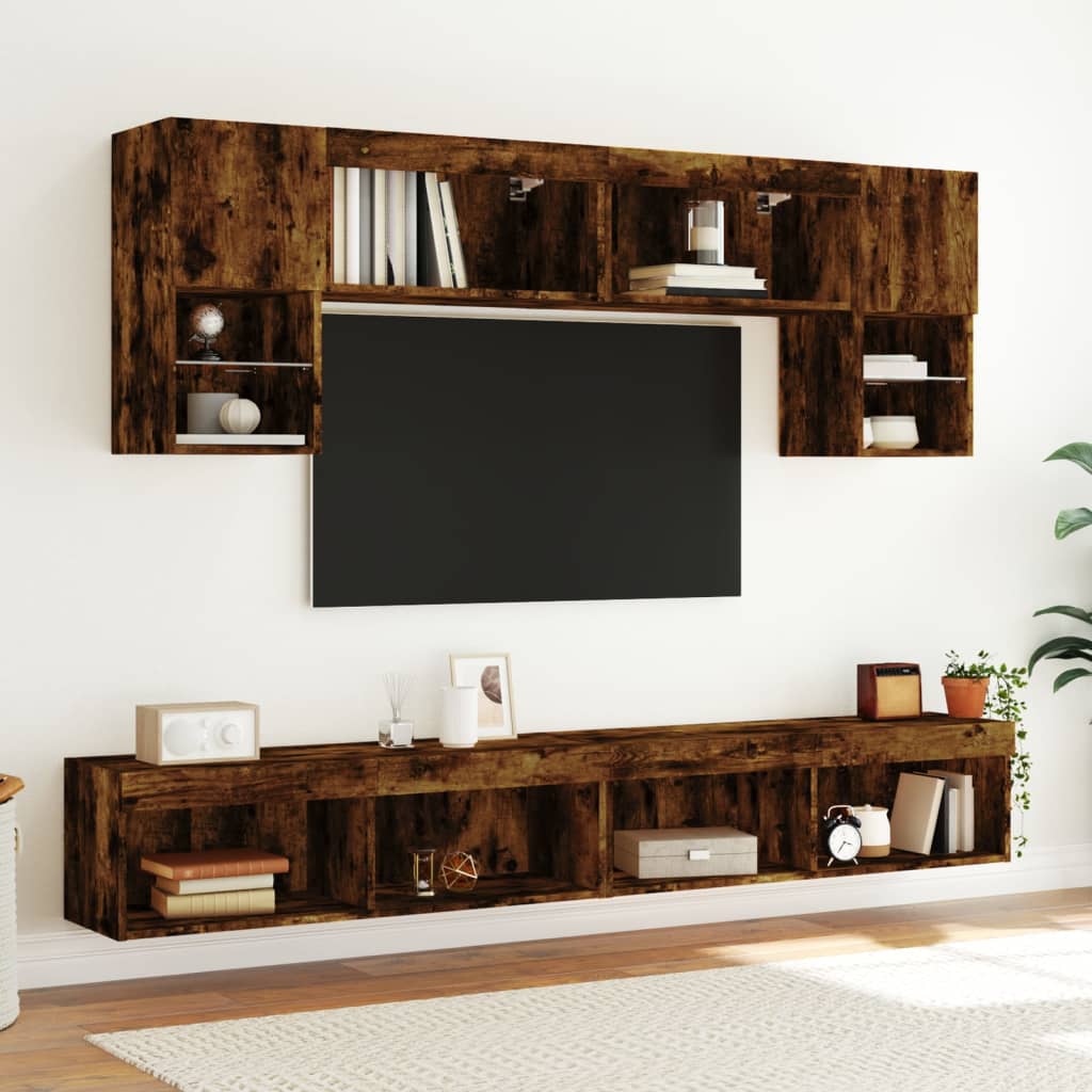 Tv Skříňka S Led Osvětlením Kouřový Dub 100 X 30 X 30 Cm