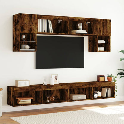 Tv Skříňka S Led Osvětlením Kouřový Dub 100 X 30 X 30 Cm