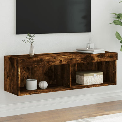 Tv Skříňka S Led Osvětlením Kouřový Dub 100 X 30 X 30 Cm