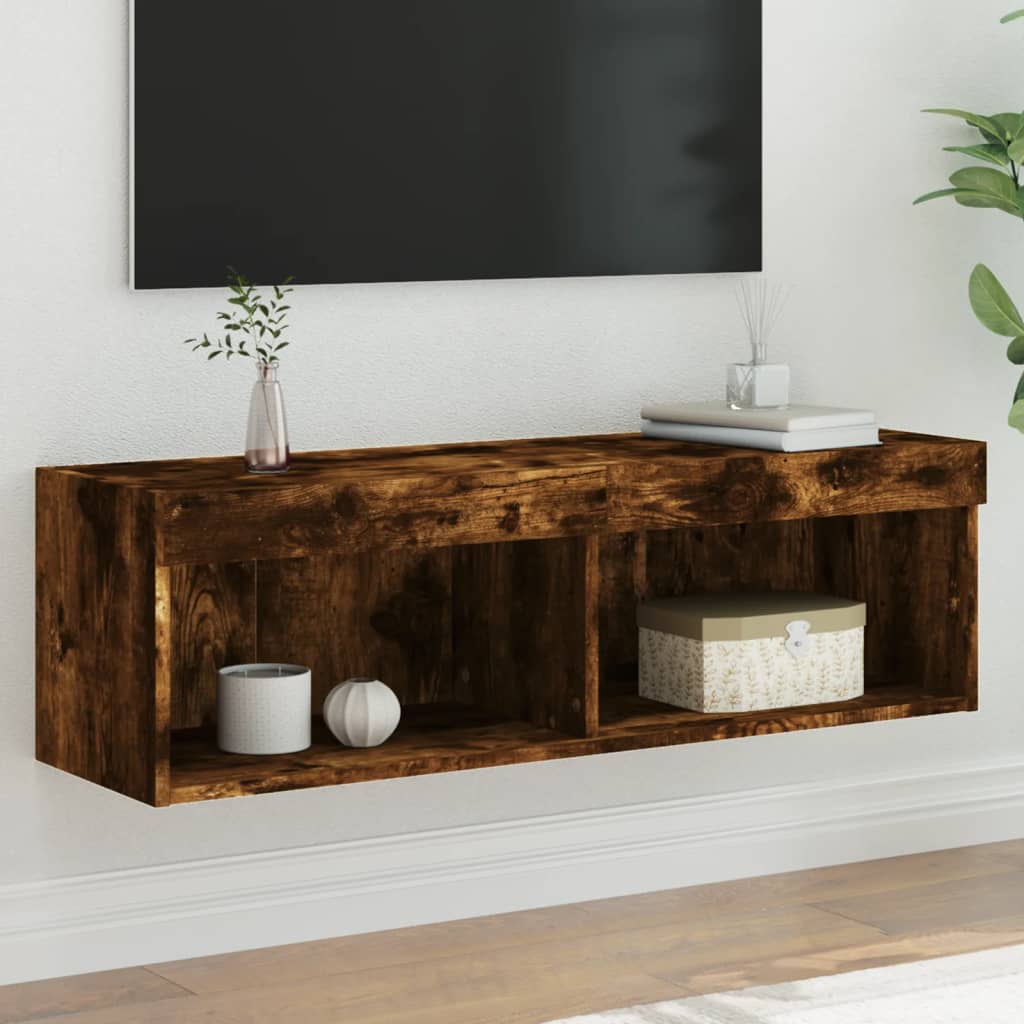 Tv Skříňka S Led Osvětlením Kouřový Dub 100 X 30 X 30 Cm