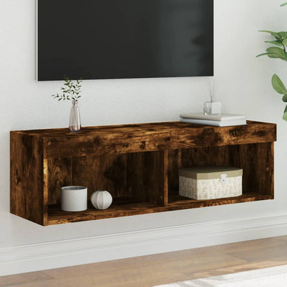 Tv Skříňka S Led Osvětlením Kouřový Dub 100 X 30 X 30 Cm