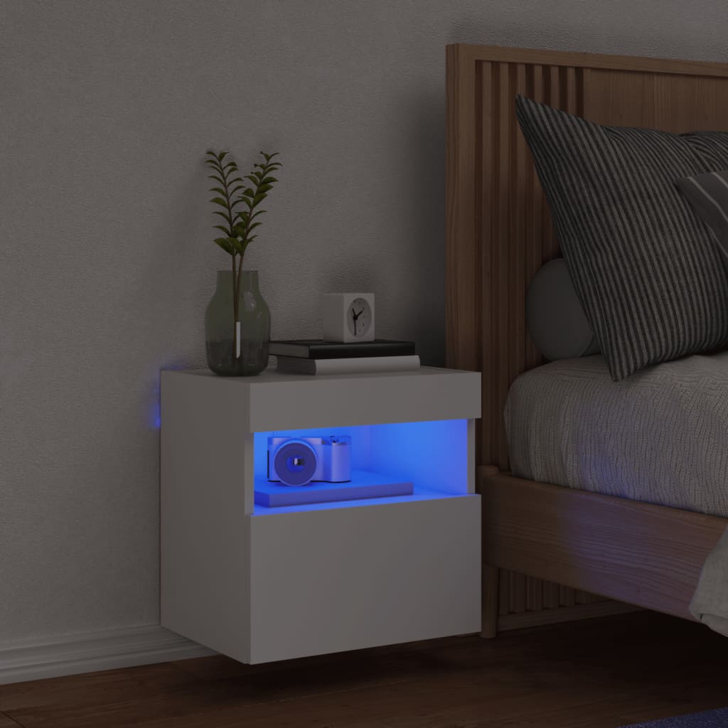Nástěnná Tv Skříňka S Led Osvětlením Bílá 40 X 30 X 40 Cm