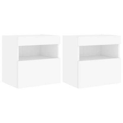 Nástěnné Tv Skříňky S Led Osvětlením 2 Ks Bílé 40 X 30 X 40 Cm