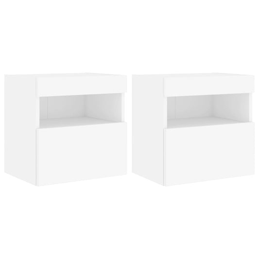 Nástěnné Tv Skříňky S Led Osvětlením 2 Ks Bílé 40 X 30 X 40 Cm