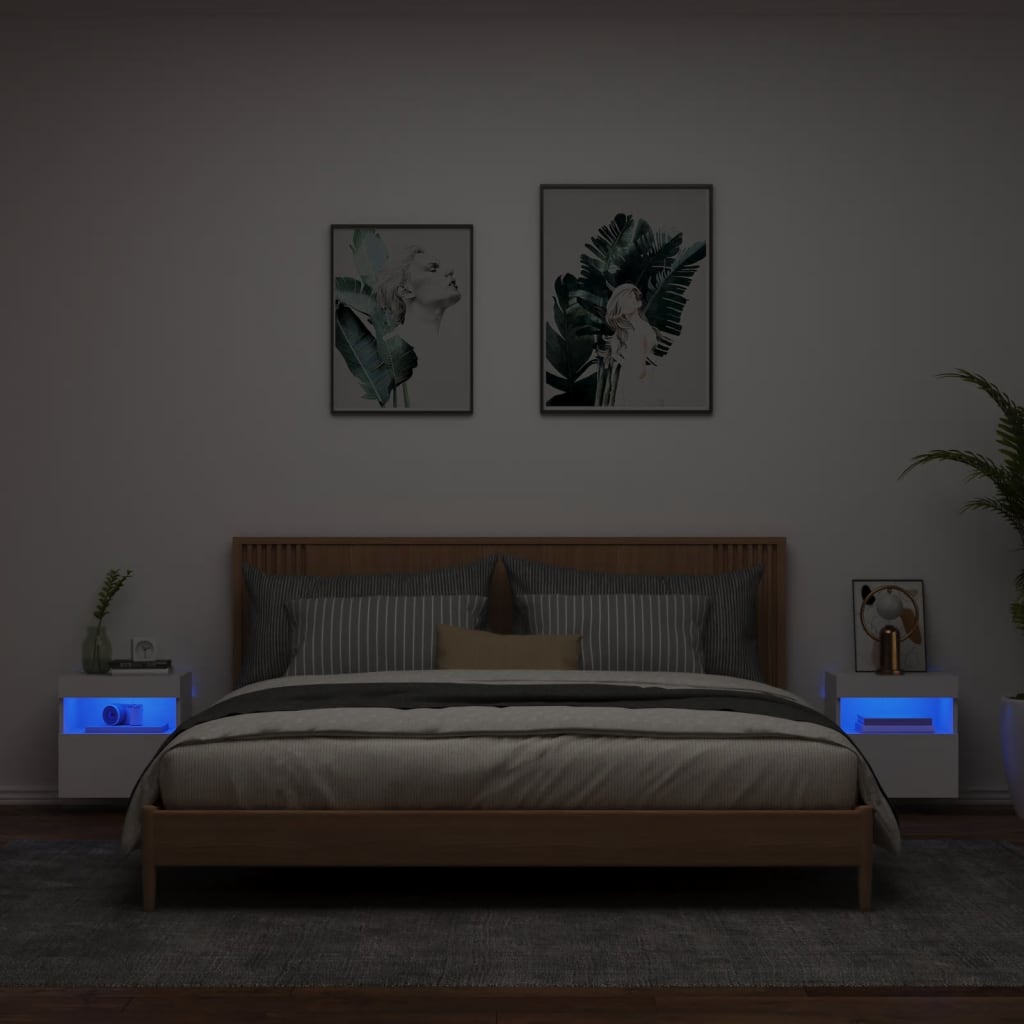 Nástěnné Tv Skříňky S Led Osvětlením 2 Ks Bílé 40 X 30 X 40 Cm