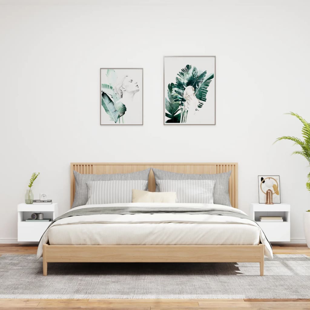 Nástěnné Tv Skříňky S Led Osvětlením 2 Ks Bílé 40 X 30 X 40 Cm