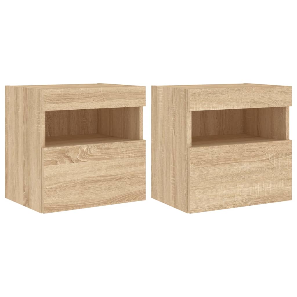 Nástěnné Tv Skříňky S Led Osvětlením 2 Ks Dub Sonoma 40X30X40Cm
