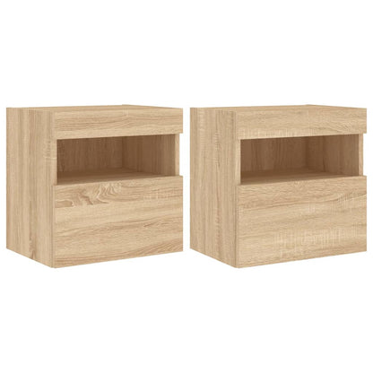 Nástěnné Tv Skříňky S Led Osvětlením 2 Ks Dub Sonoma 40X30X40Cm
