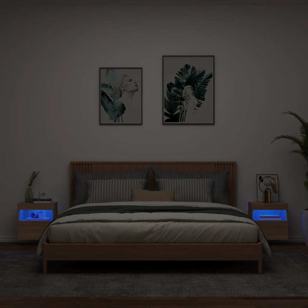 Nástěnné Tv Skříňky S Led Osvětlením 2 Ks Dub Sonoma 40X30X40Cm