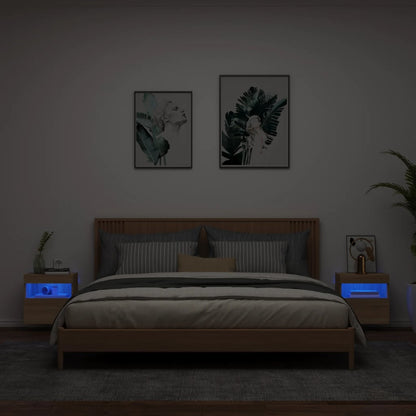 Nástěnné Tv Skříňky S Led Osvětlením 2 Ks Dub Sonoma 40X30X40Cm