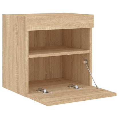 Nástěnné Tv Skříňky S Led Osvětlením 2 Ks Dub Sonoma 40X30X40Cm