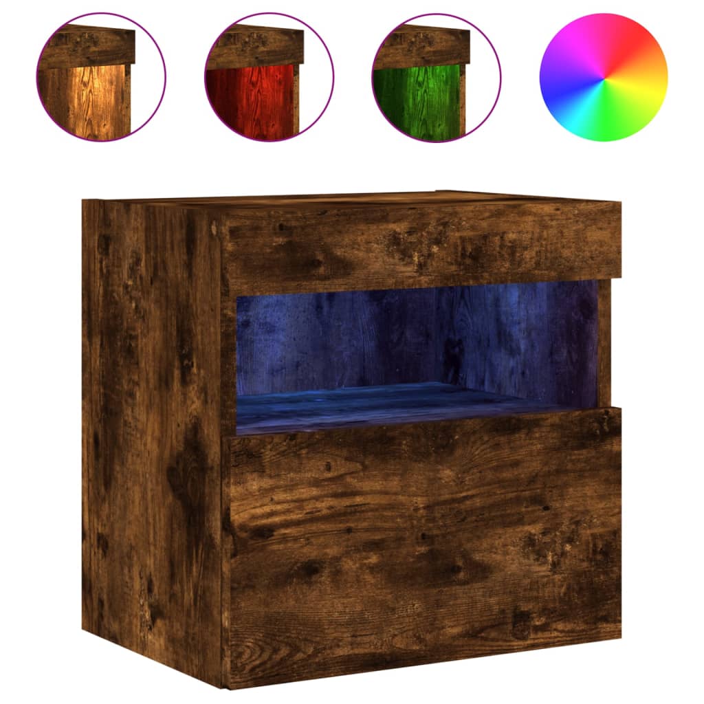Nástěnná Tv Skříňka S Led Osvětlením Kouřový Dub 40X30X40 Cm