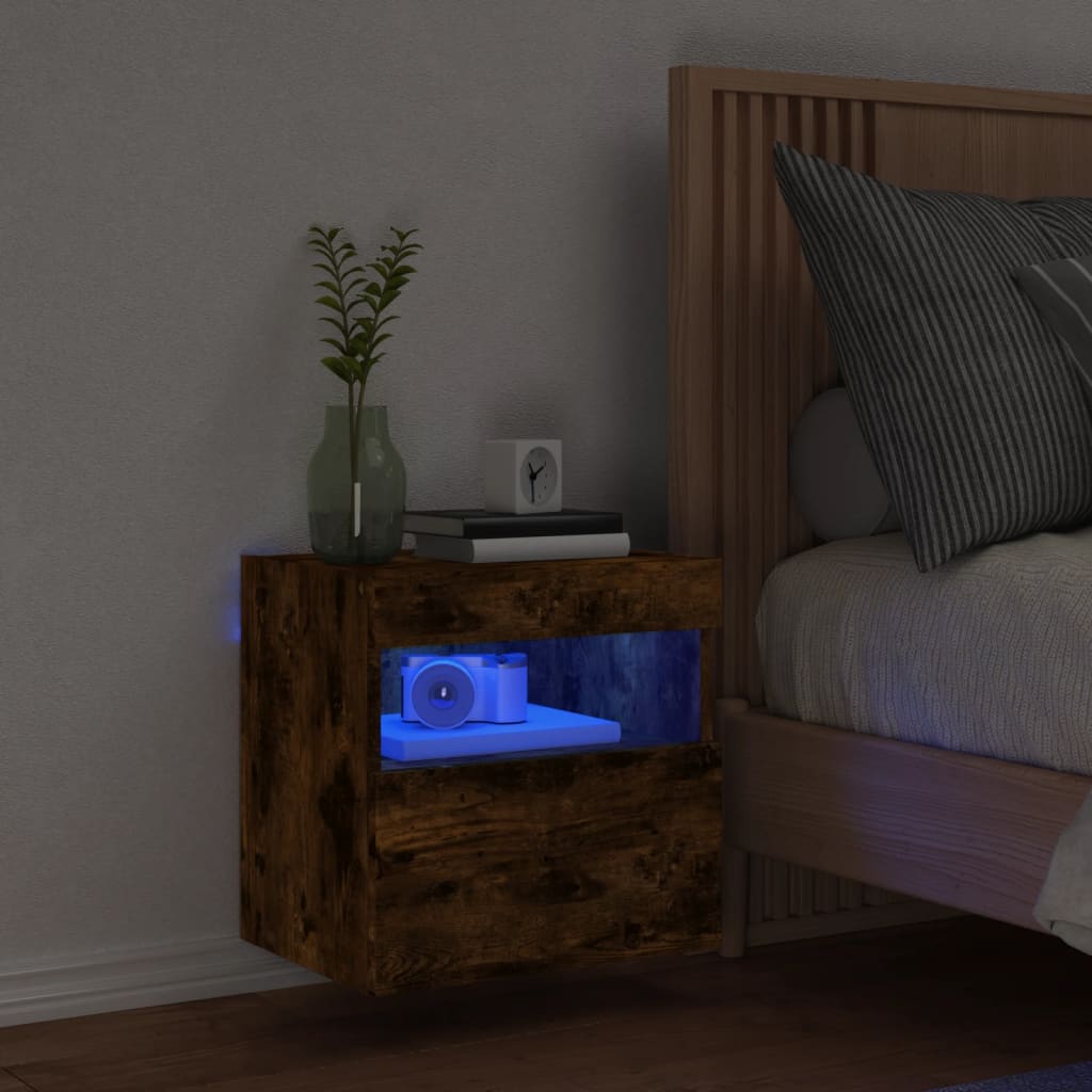 Nástěnná Tv Skříňka S Led Osvětlením Kouřový Dub 40X30X40 Cm