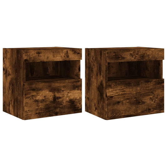 Nástěnné Tv Skříňky S Led 2 Ks Kouřový Dub 40 X 30 X 40 Cm