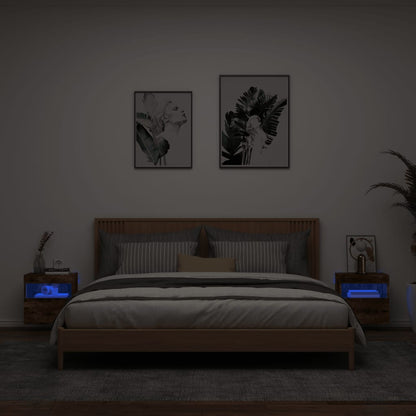 Nástěnné Tv Skříňky S Led 2 Ks Kouřový Dub 40 X 30 X 40 Cm