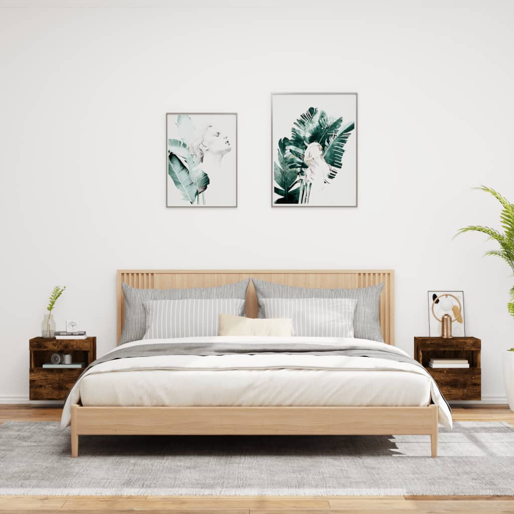 Nástěnné Tv Skříňky S Led 2 Ks Kouřový Dub 40 X 30 X 40 Cm