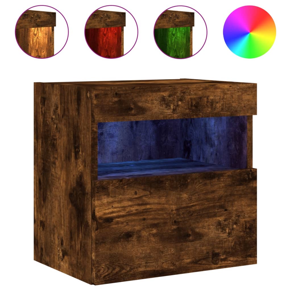 Nástěnné Tv Skříňky S Led 2 Ks Kouřový Dub 40 X 30 X 40 Cm