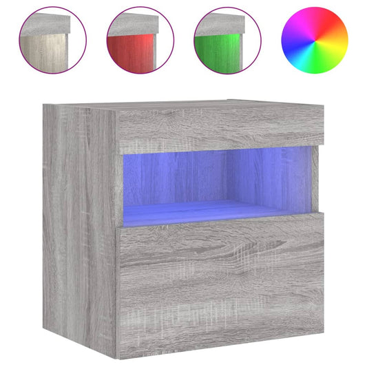 Nástěnná Tv Skříňka S Led Osvětlením Šedá Sonoma 40X30X40 Cm