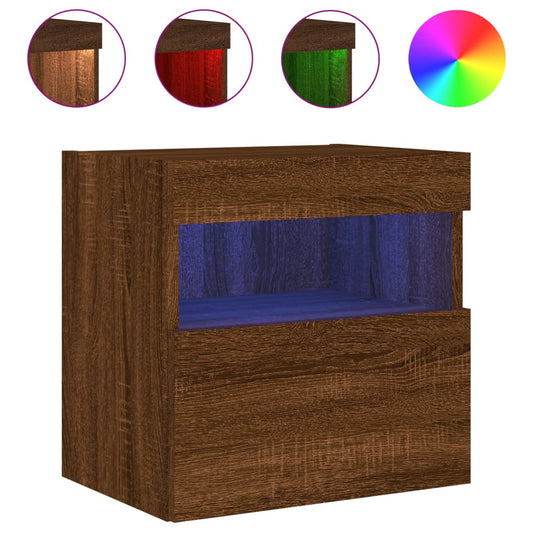 Nástěnná Tv Skříňka S Led Osvětlením Hnědý Dub 40 X 30 X 40 Cm