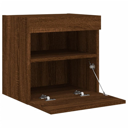 Nástěnná Tv Skříňka S Led Osvětlením Hnědý Dub 40 X 30 X 40 Cm