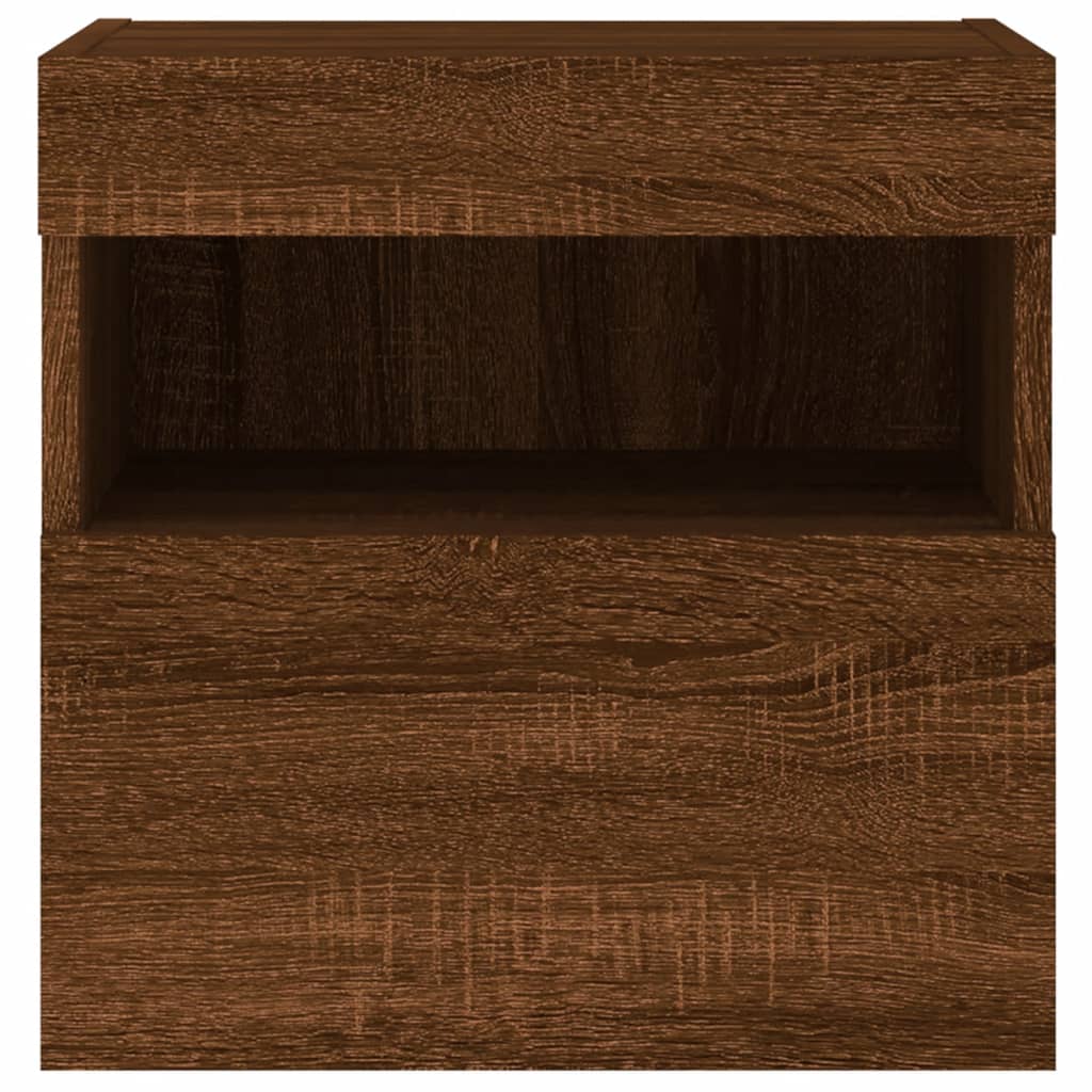 Nástěnná Tv Skříňka S Led Osvětlením Hnědý Dub 40 X 30 X 40 Cm