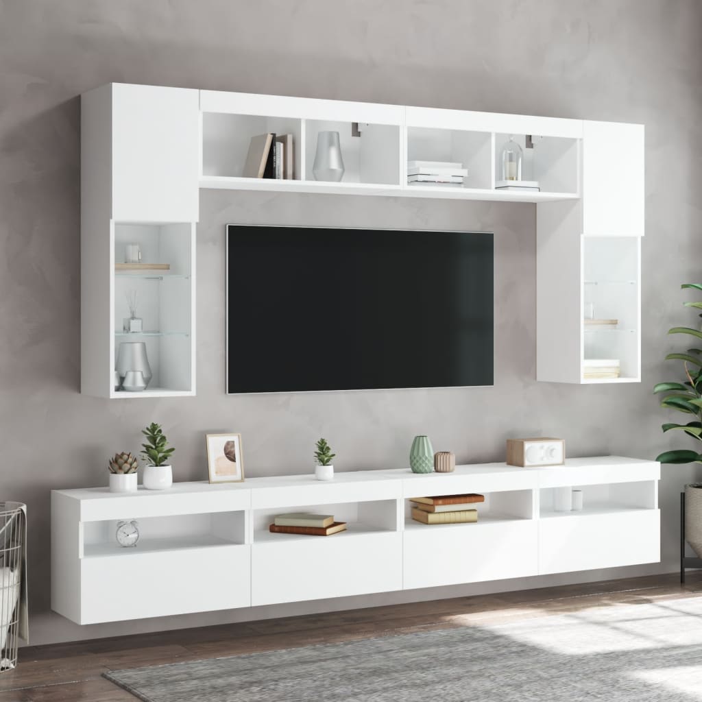 Nástěnná Tv Skříňka S Led Osvětlením Bílá 60 X 30 X 40 Cm