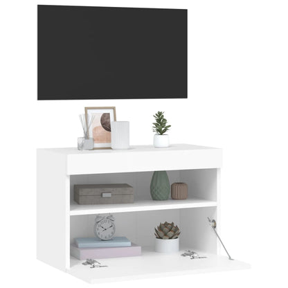 Nástěnná Tv Skříňka S Led Osvětlením Bílá 60 X 30 X 40 Cm