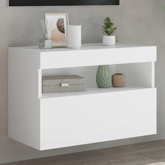 Nástěnná Tv Skříňka S Led Osvětlením Bílá 60 X 30 X 40 Cm