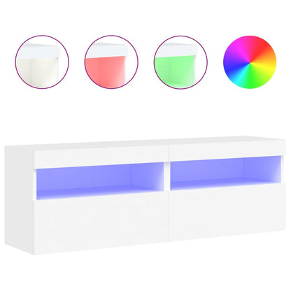 Nástěnné Tv Skříňky S Led Osvětlením 2 Ks Bílé 60 X 30 X 40 Cm
