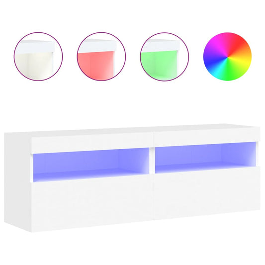 Nástěnné Tv Skříňky S Led Osvětlením 2 Ks Bílé 60 X 30 X 40 Cm