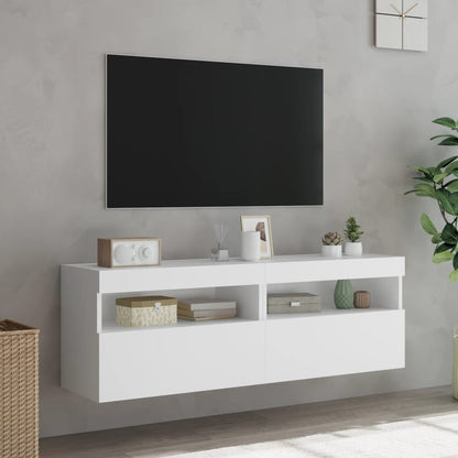 Nástěnné Tv Skříňky S Led Osvětlením 2 Ks Bílé 60 X 30 X 40 Cm