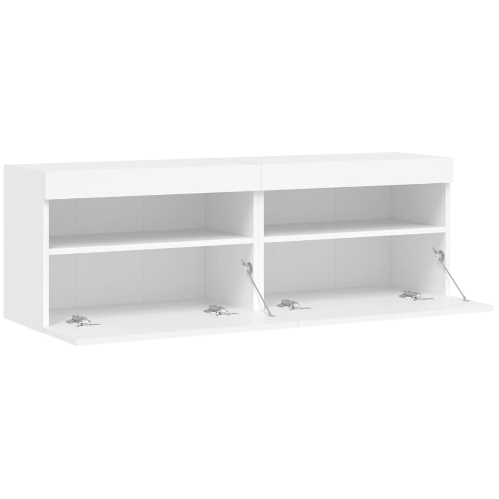 Nástěnné Tv Skříňky S Led Osvětlením 2 Ks Bílé 60 X 30 X 40 Cm